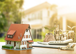 A house with a bag of money
