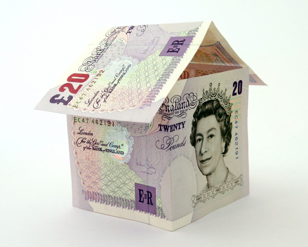 A house made out of twenty pound notes